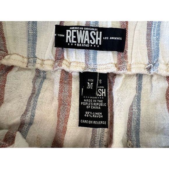 Rewind Linen Blend Stripped Pants Women's M - Picture 4 of 11